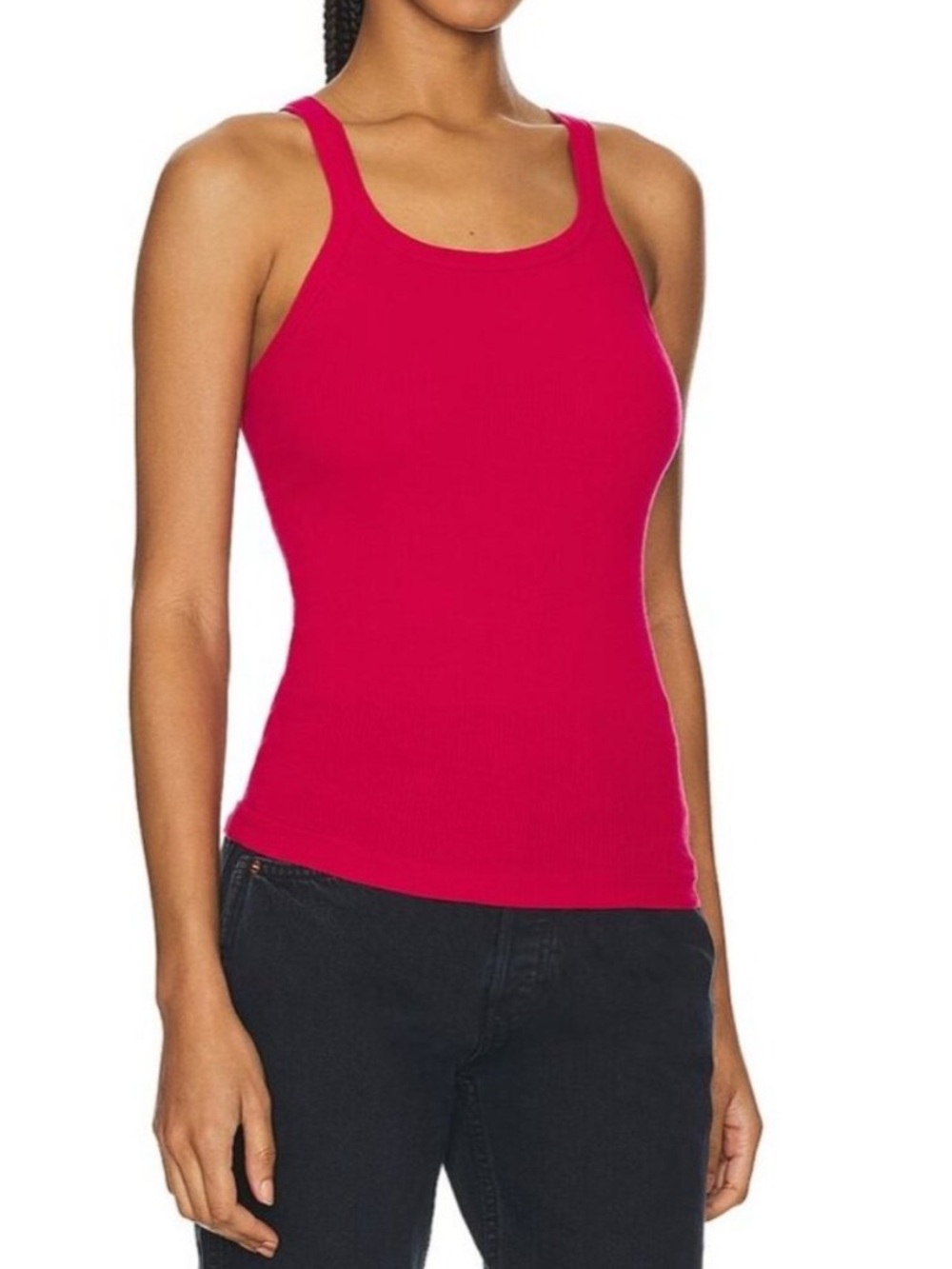 Re/Done Dragonfruit Ribbed Tank Top